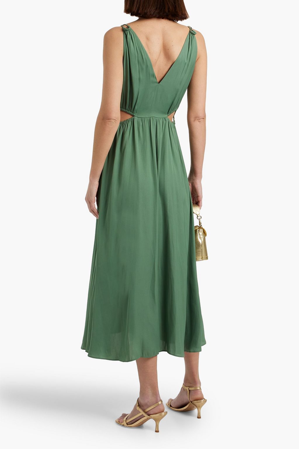 MAJE Cutout satin midi dress