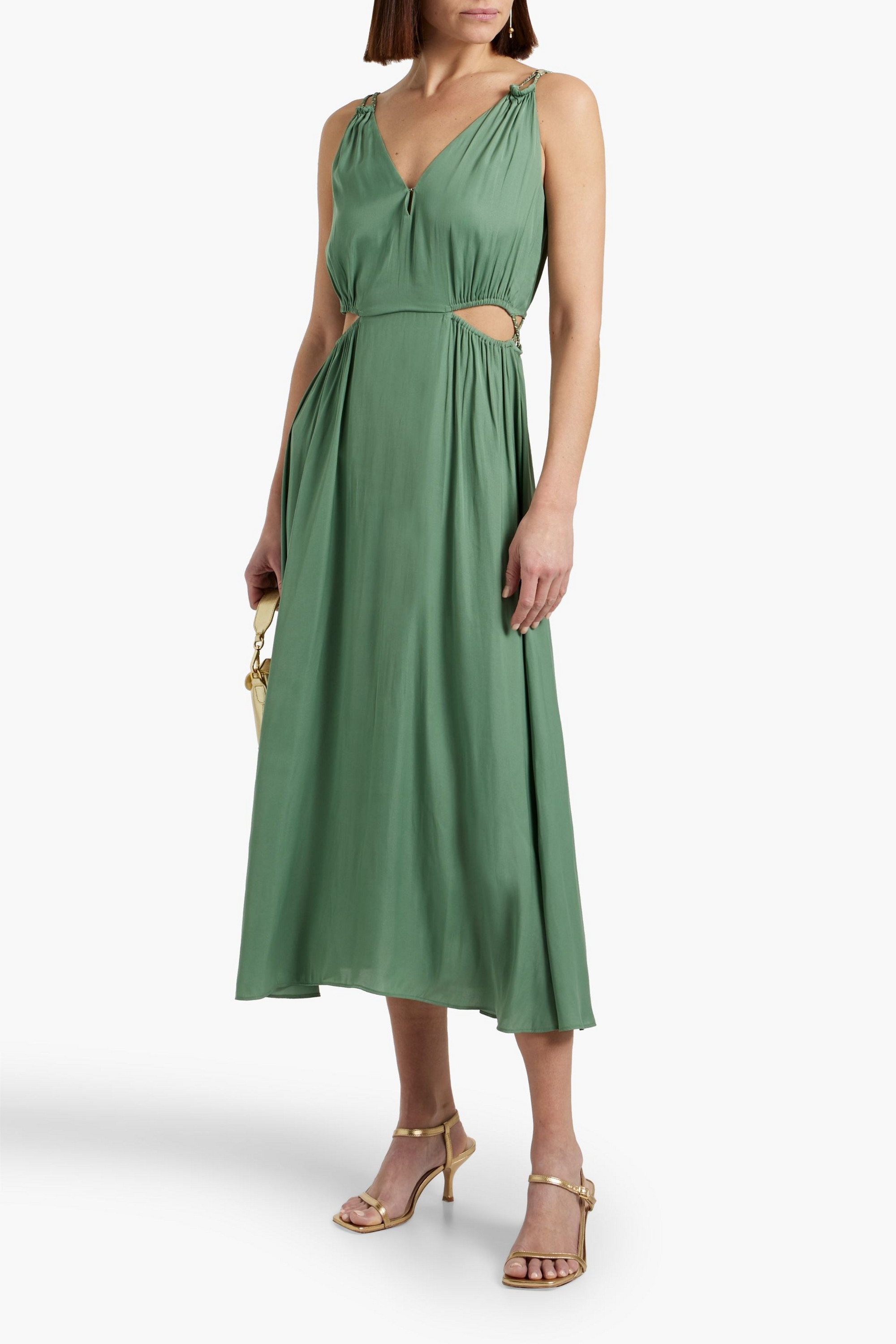 MAJE Cutout satin midi dress