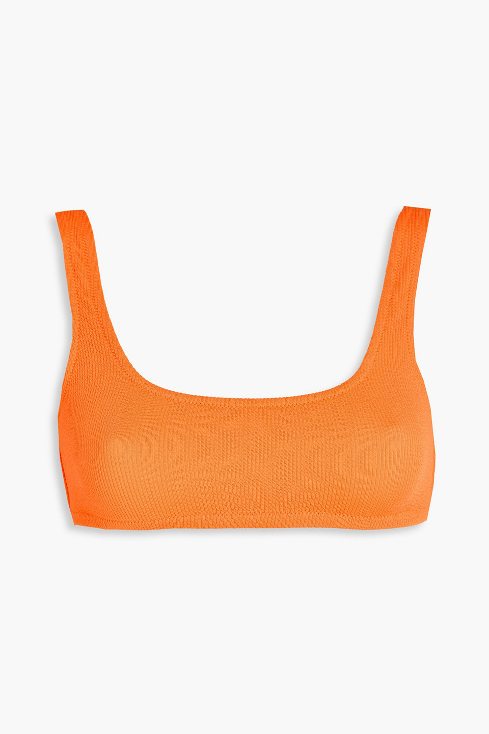 Ponza stretch-seersucker bikini top
