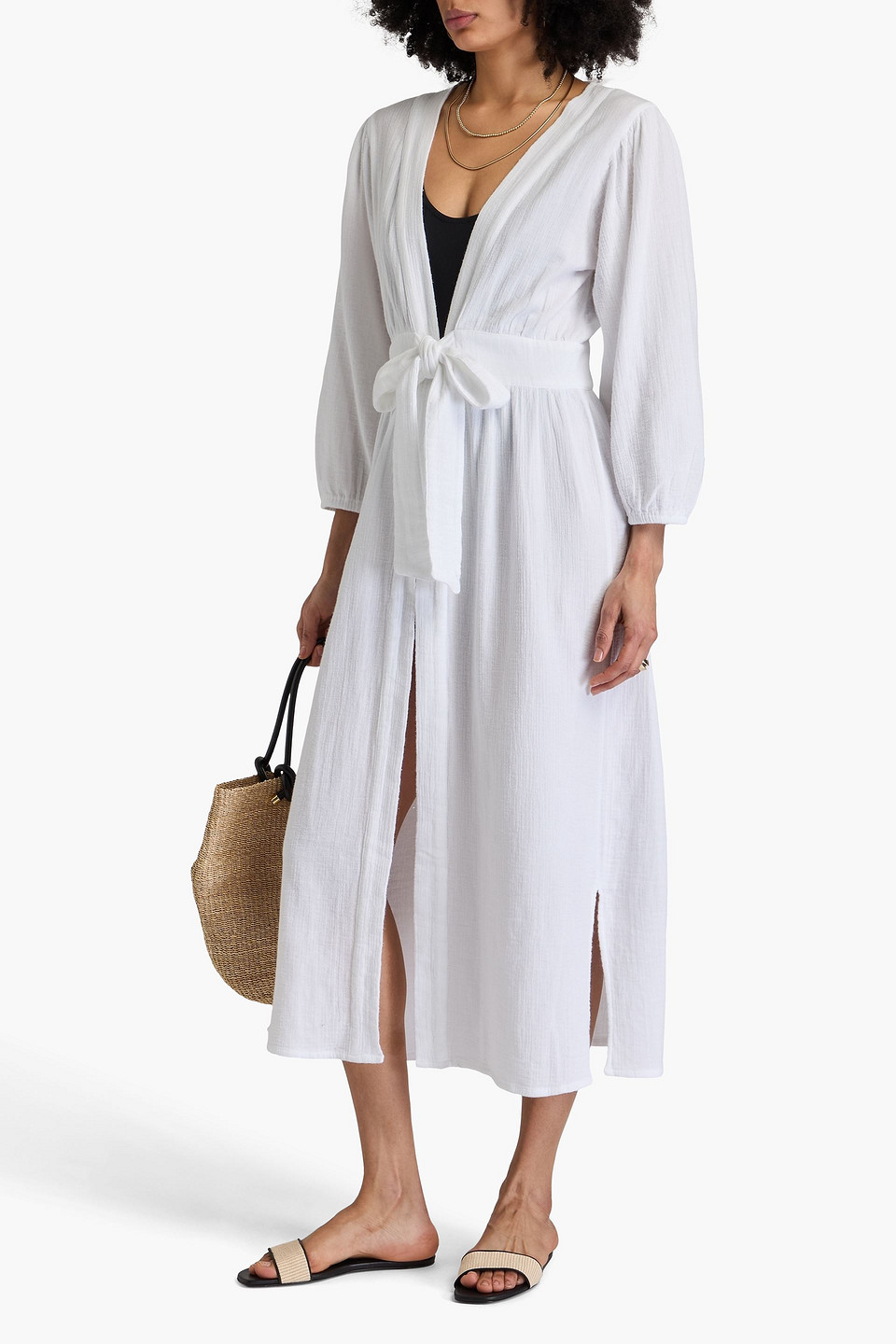 Melissa Odabash Siobhan Cotton-gauze Kaftan In White