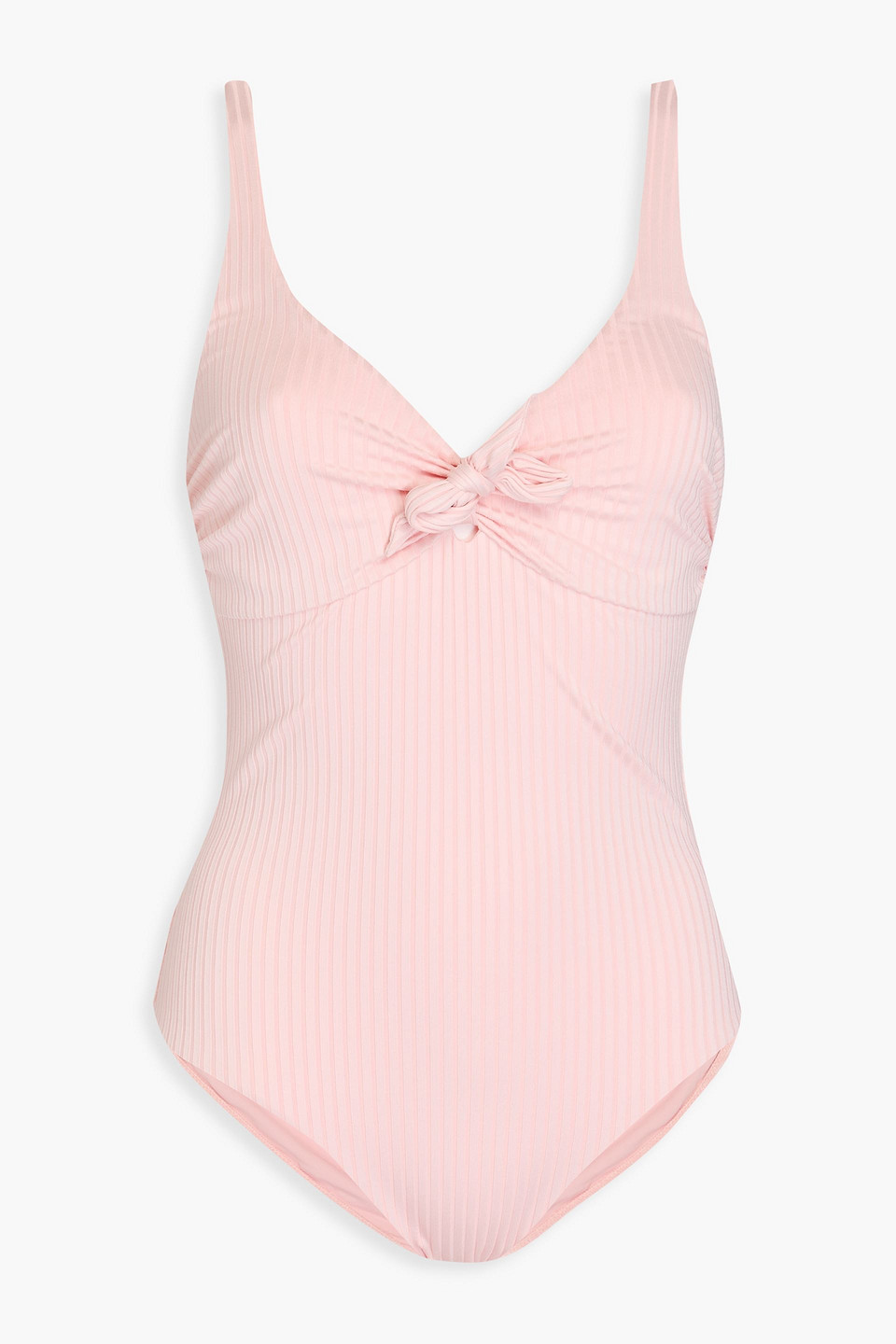 Melissa Odabash Knotted Ribbed Swimsuit In Pastel Pink