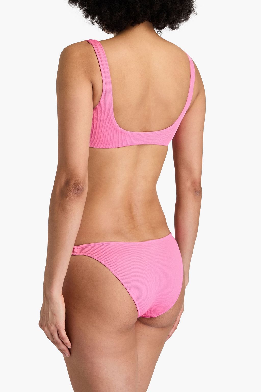 MELISSA ODABASH Ibiza knotted stretch-seersucker bikini top