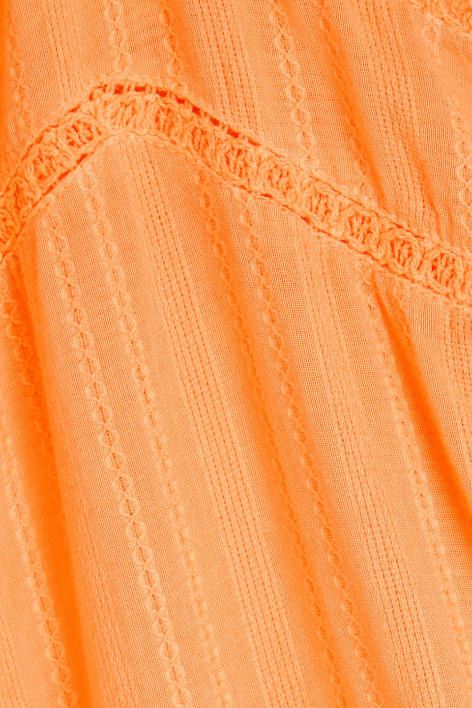 Melissa Odabash Kelly Crocheted Lace-trimmed Cotton-gauze Mini Dress In Orange
