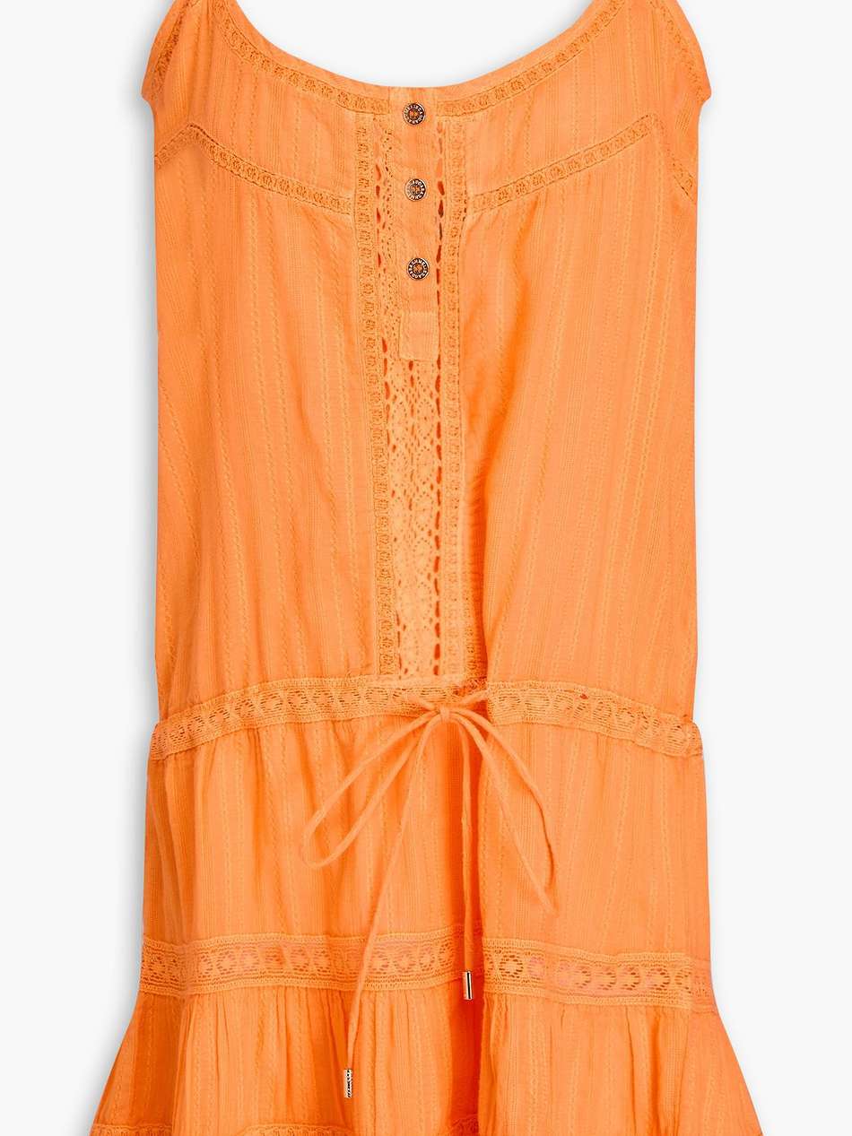 kelly crocheted lace-trimmed cotton-gauze mini dress
