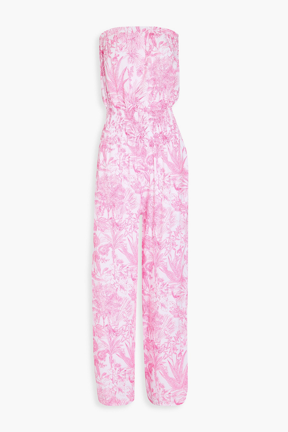 Melissa Odabash Naomi Strapless Floral-print Woven Jumpsuit In Pink