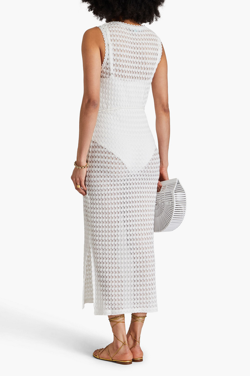 Melissa Odabash Annabel Midikleid Aus Lochstrick In Weiss