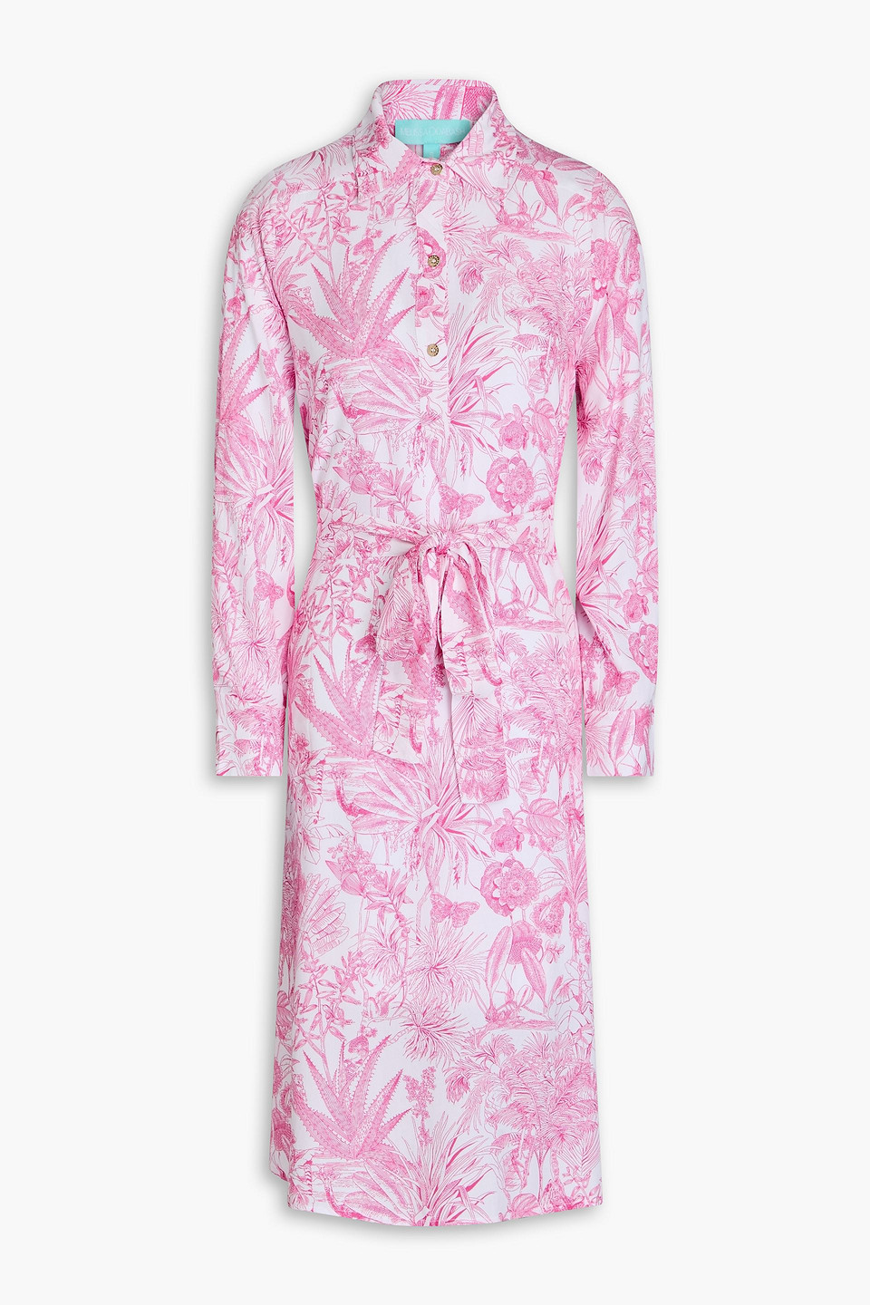 Melissa Odabash Layla Floral-print Woven Midi Shirt Dress In Pink