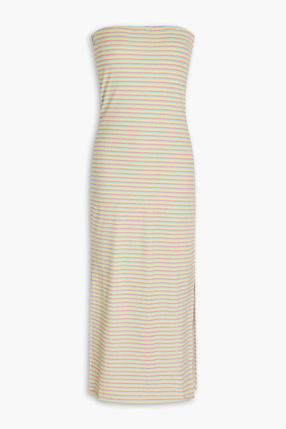 Melissa Odabash Aubrey Strapless Striped Jersey Midi Dress In Multicolor