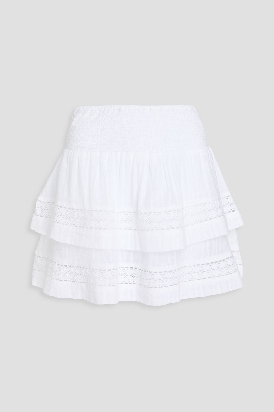 Melissa Odabash Barbara Tiered Cotton-gauze Mini Skirt In White