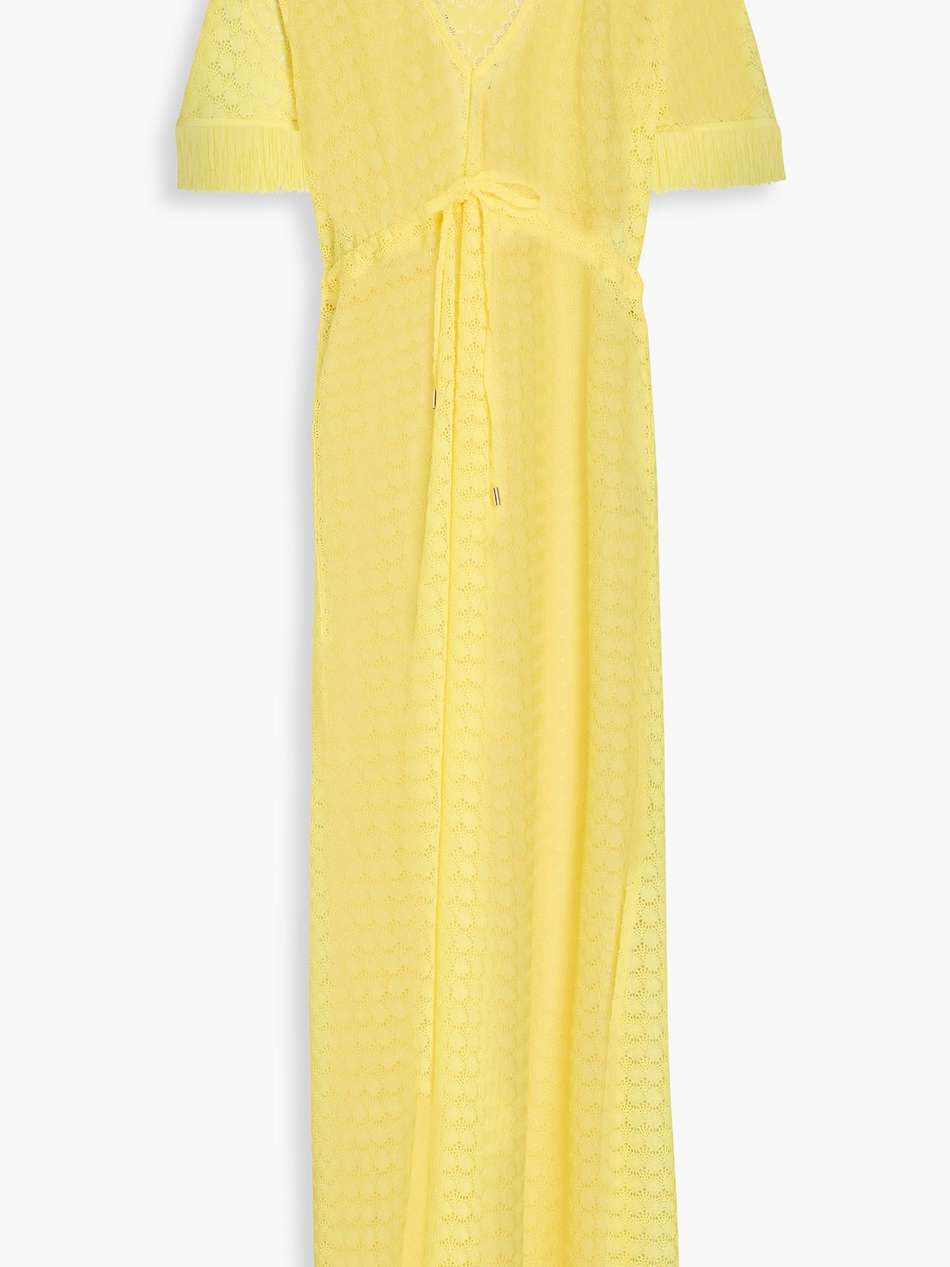 phoebe fringed crochet maxi dress