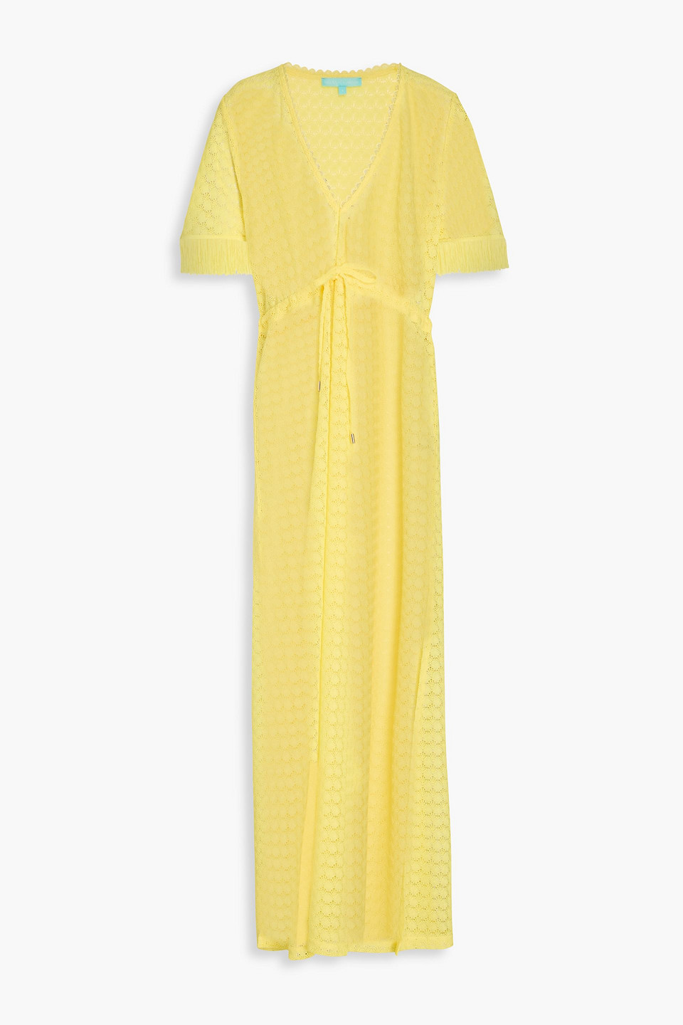 Melissa Odabash Phoebe Fringed Crochet Maxi Dress In Yellow