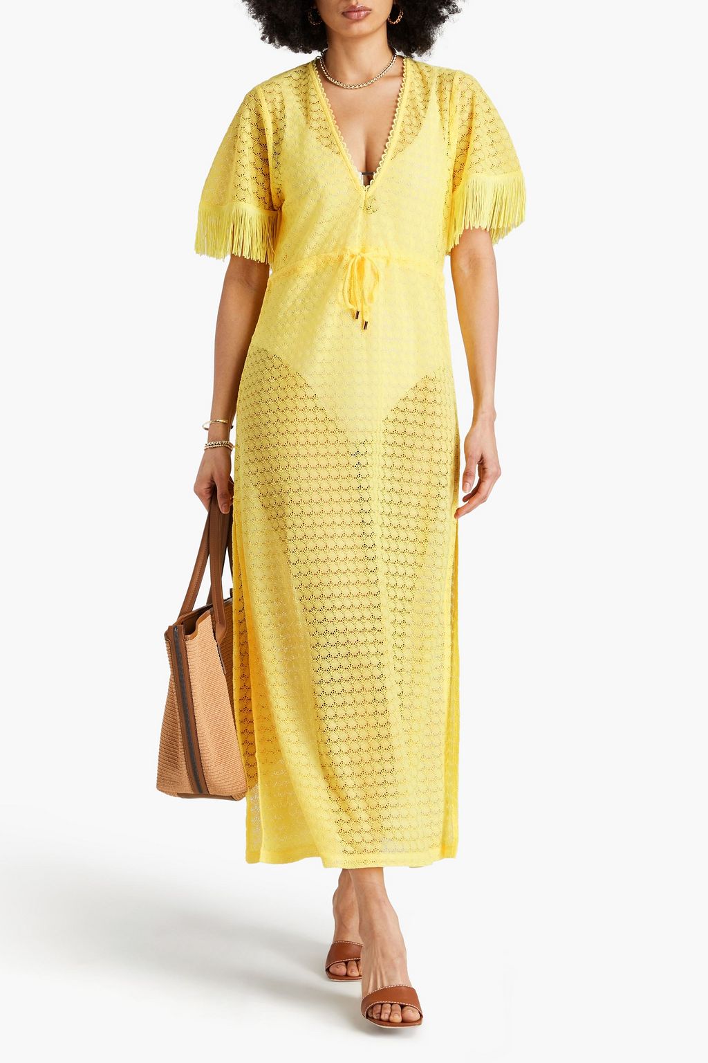 MELISSA ODABASH Phoebe fringed crochet maxi dress