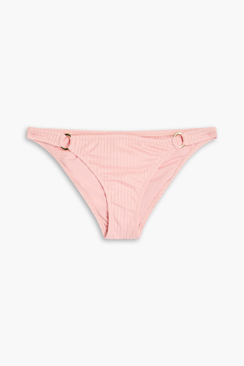 Melissa Odabash Bari Ring-embellished Ribbed Bikini Briefs In Baby Pink