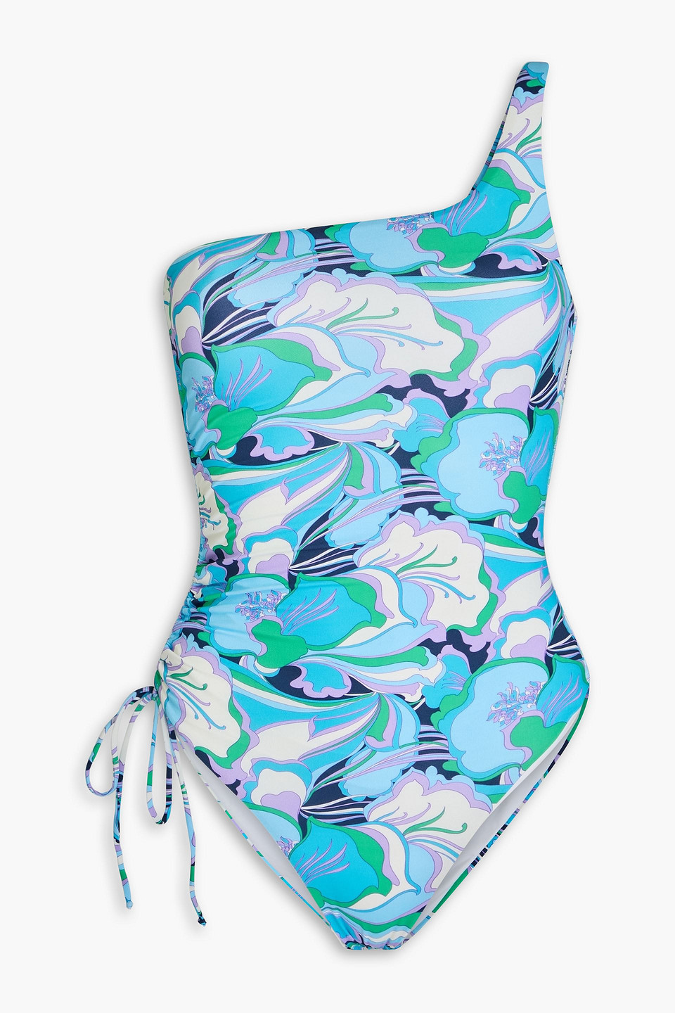 Melissa Odabash Bodrum One-shoulder Floral-print Swimsuit In Light Blue