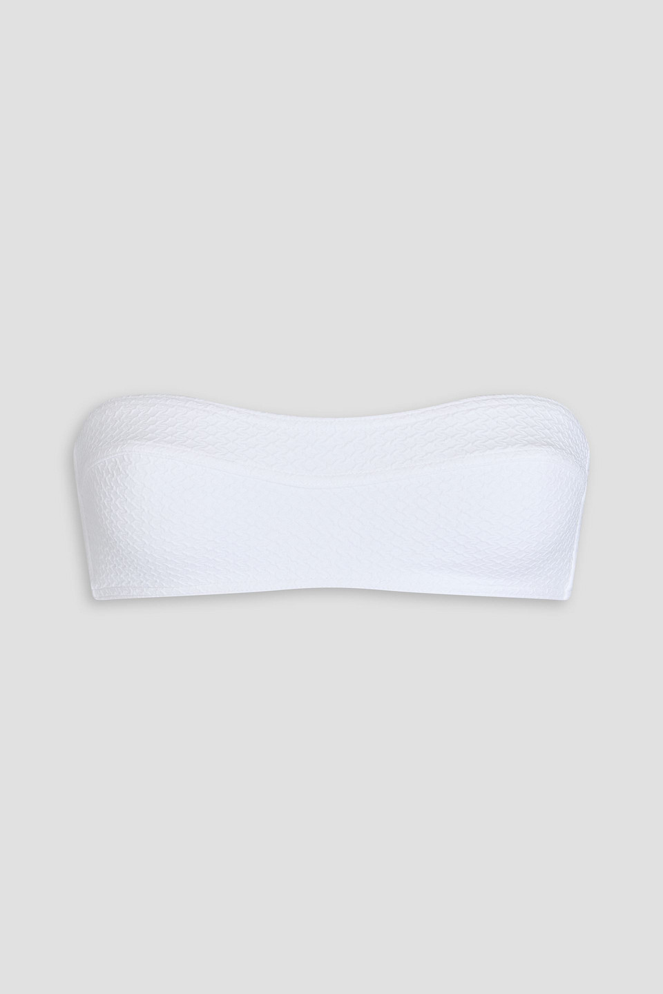 Melissa Odabash Tenerife Stretch-seesucker Bandeau Bikini Top In White
