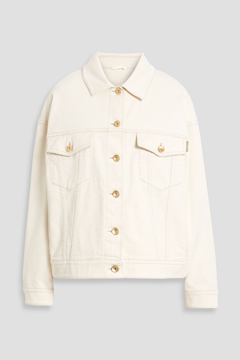 Brunello Cucinelli Bead-embellished Denim Jacket In Cream