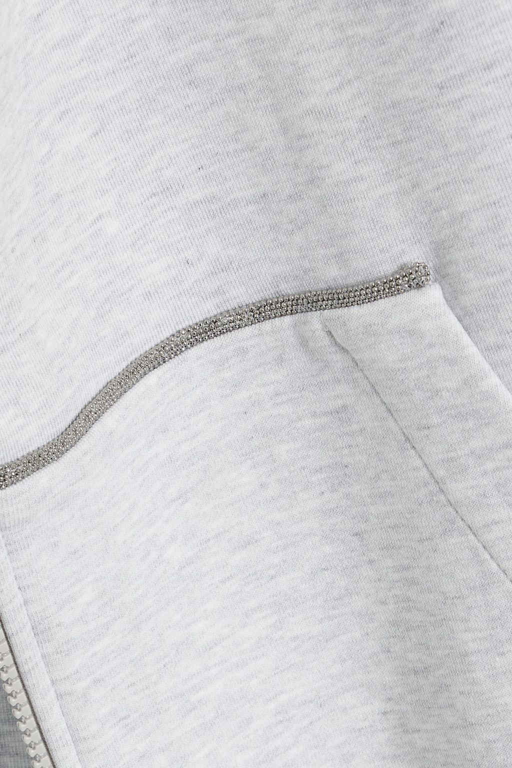 BRUNELLO CUCINELLI Bead-embellished cotton-blend jersey zip-up hoodie