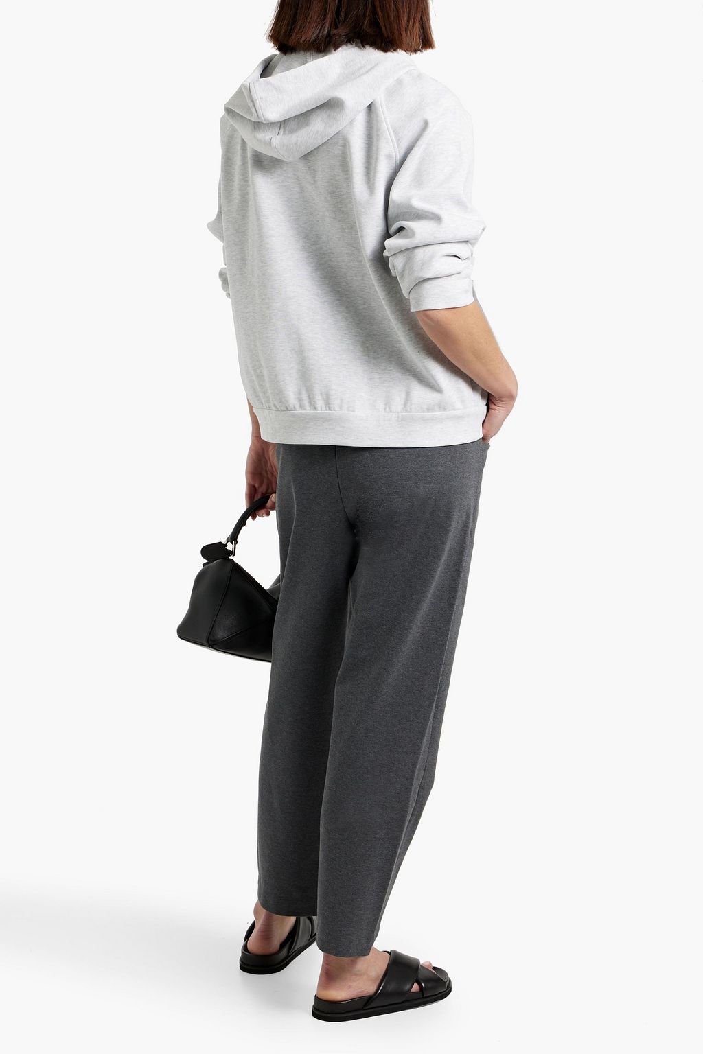 BRUNELLO CUCINELLI Bead-embellished cotton-blend jersey zip-up hoodie