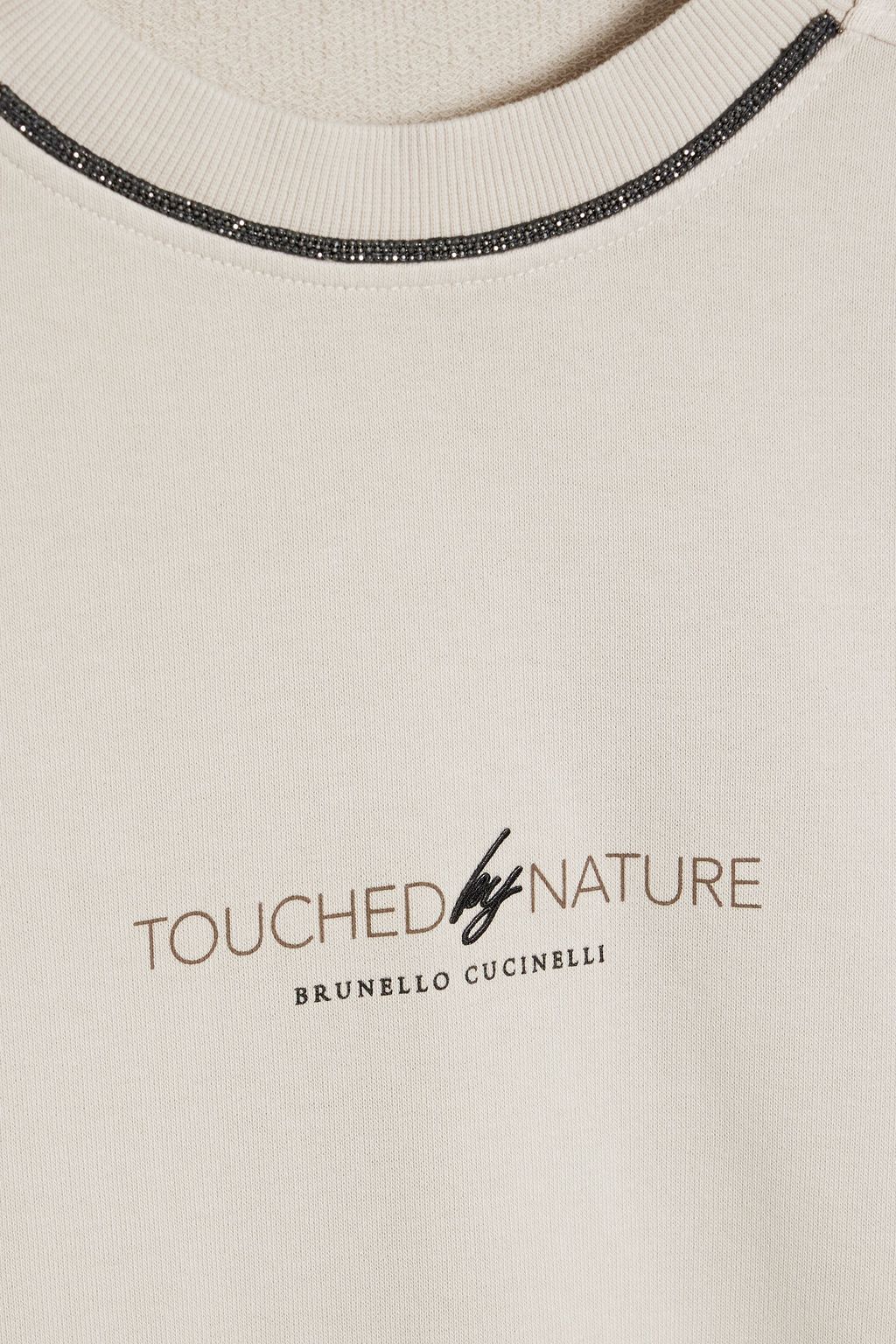 BRUNELLO CUCINELLI Bead-embellished printed French cotton-terry sweatshirt