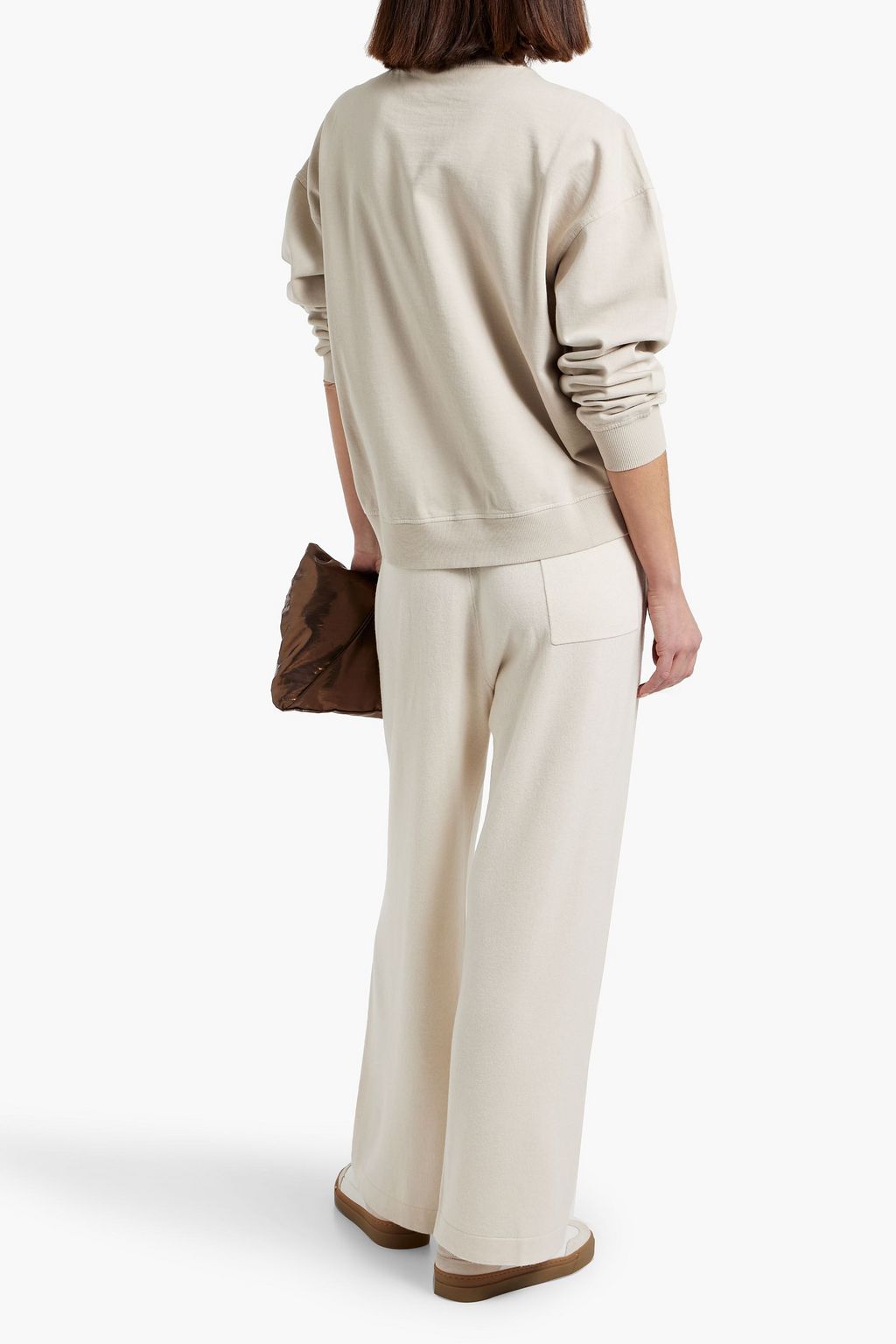 BRUNELLO CUCINELLI Bead-embellished printed French cotton-terry sweatshirt