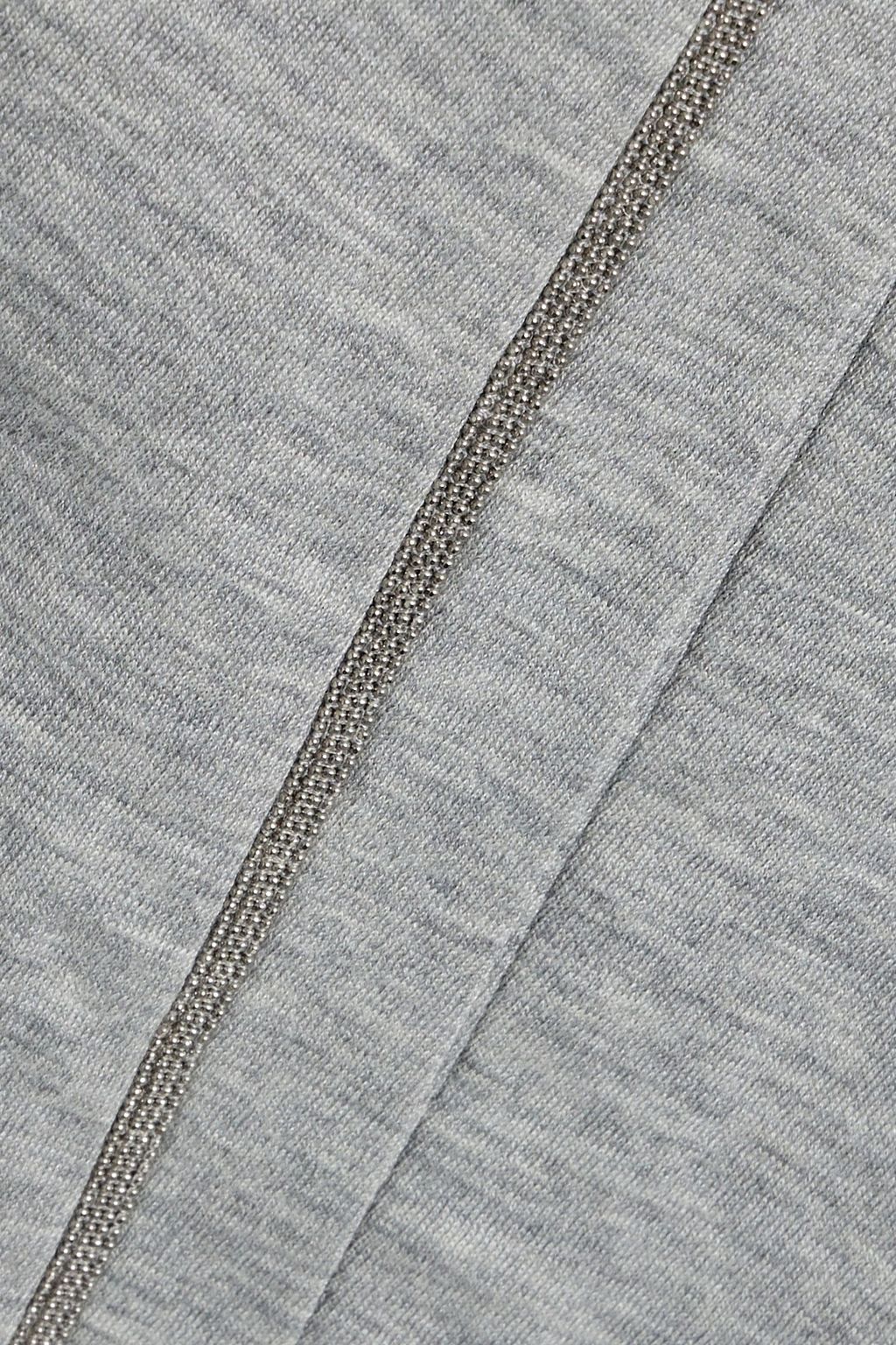 BRUNELLO CUCINELLI Bead-embellished cotton-blend jersey zip-up hoodie