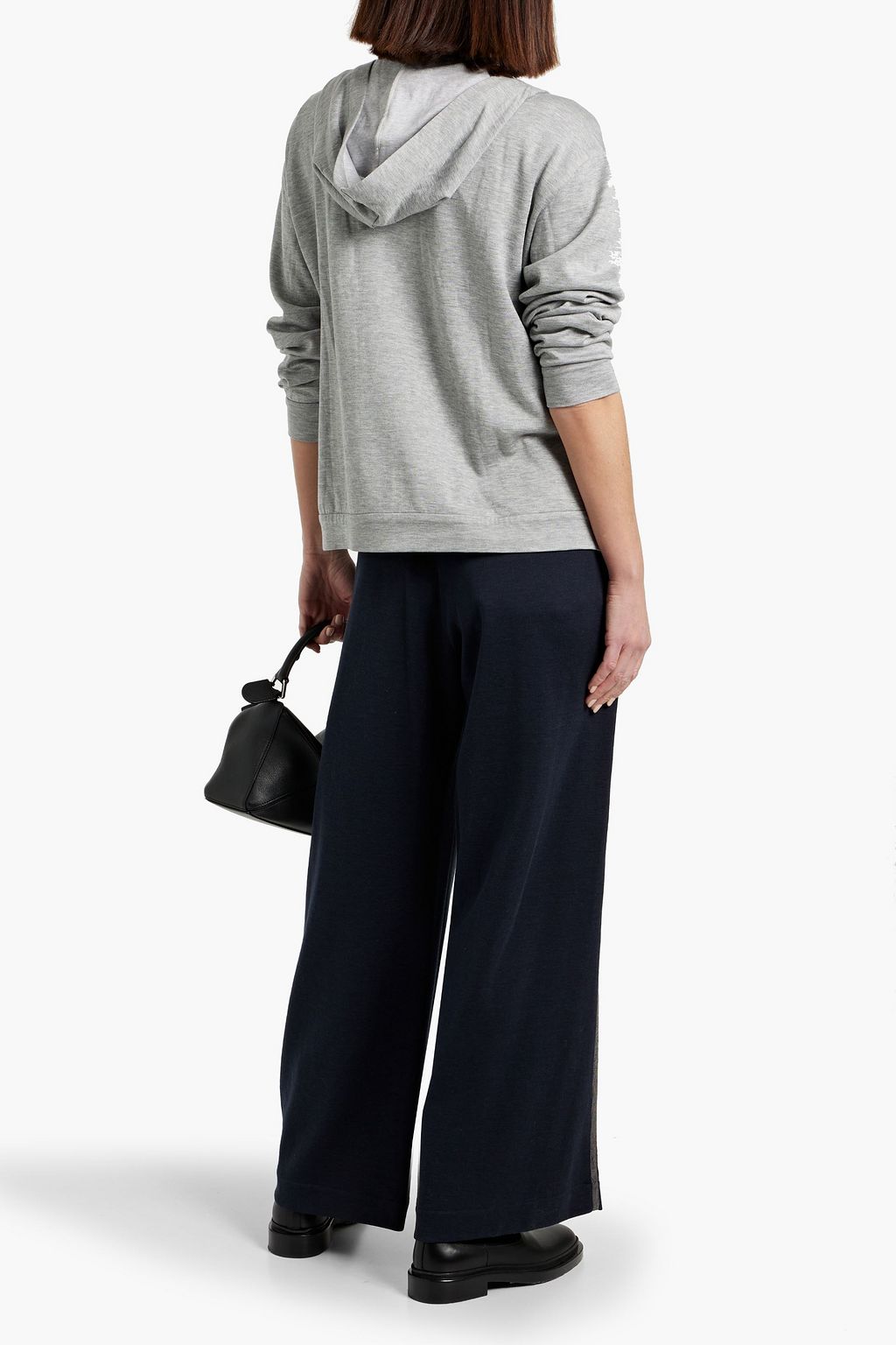 BRUNELLO CUCINELLI Bead-embellished cotton-blend jersey zip-up hoodie