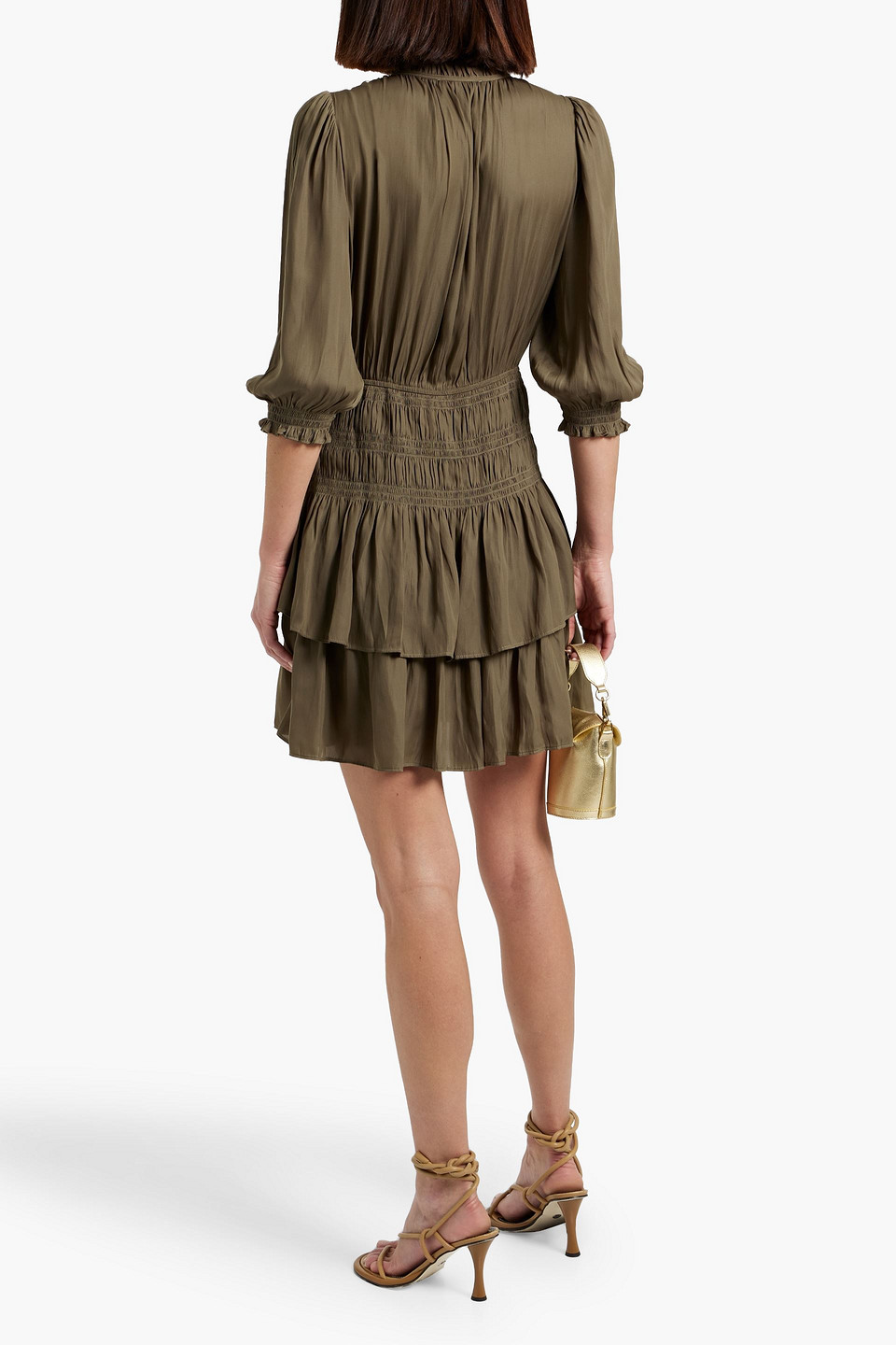MAJE TIERED CREPE MINI DRESS