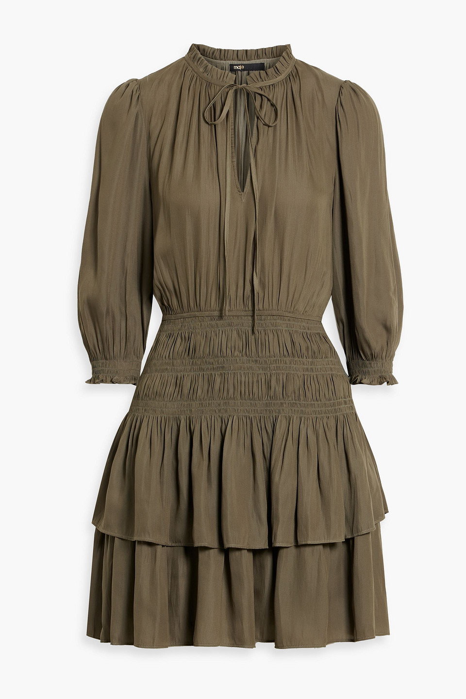 MAJE TIERED CREPE MINI DRESS