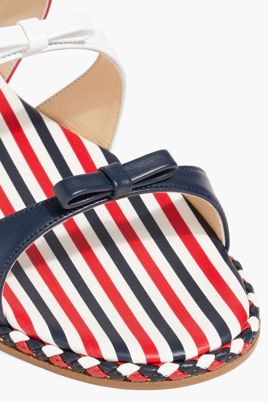 THOM BROWNE Bow-detailed leather slingback sandals