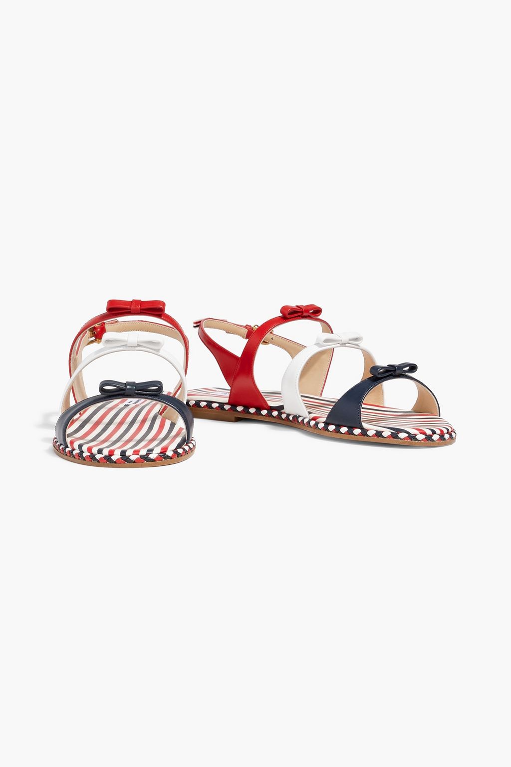 THOM BROWNE Bow-detailed leather slingback sandals
