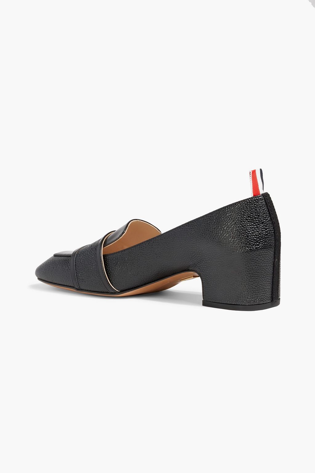 THOM BROWNE Embellished smooth and pebbled-leather pumps