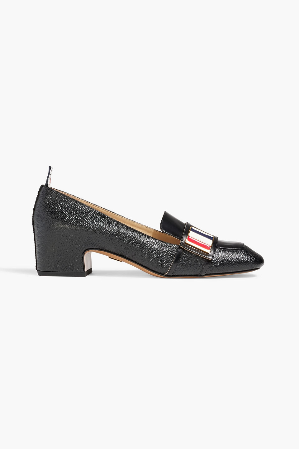 Thom Browne Tricolour Enamel Strap Loafers In Black