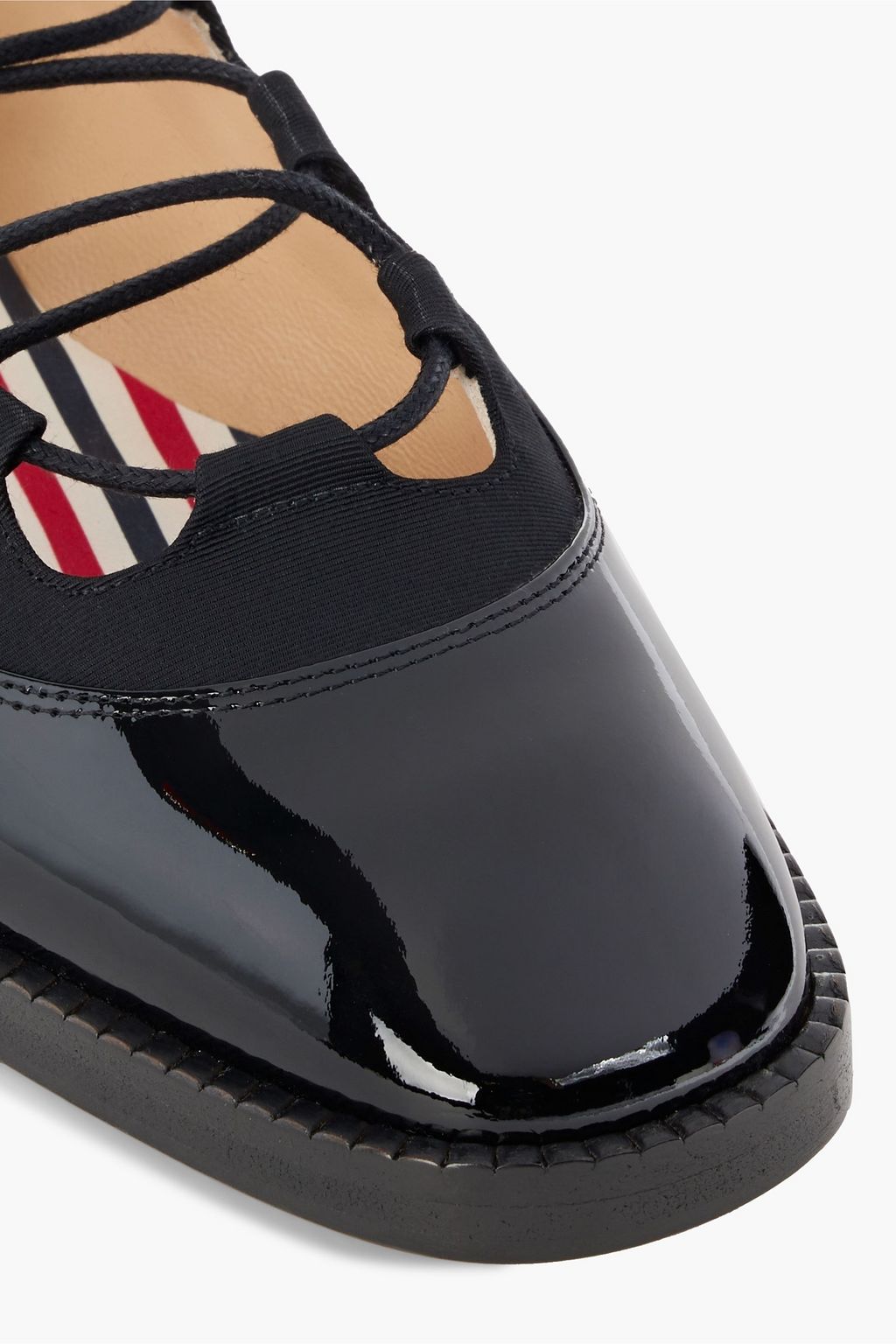 THOM BROWNE Lace-up patent-leather ballet flats