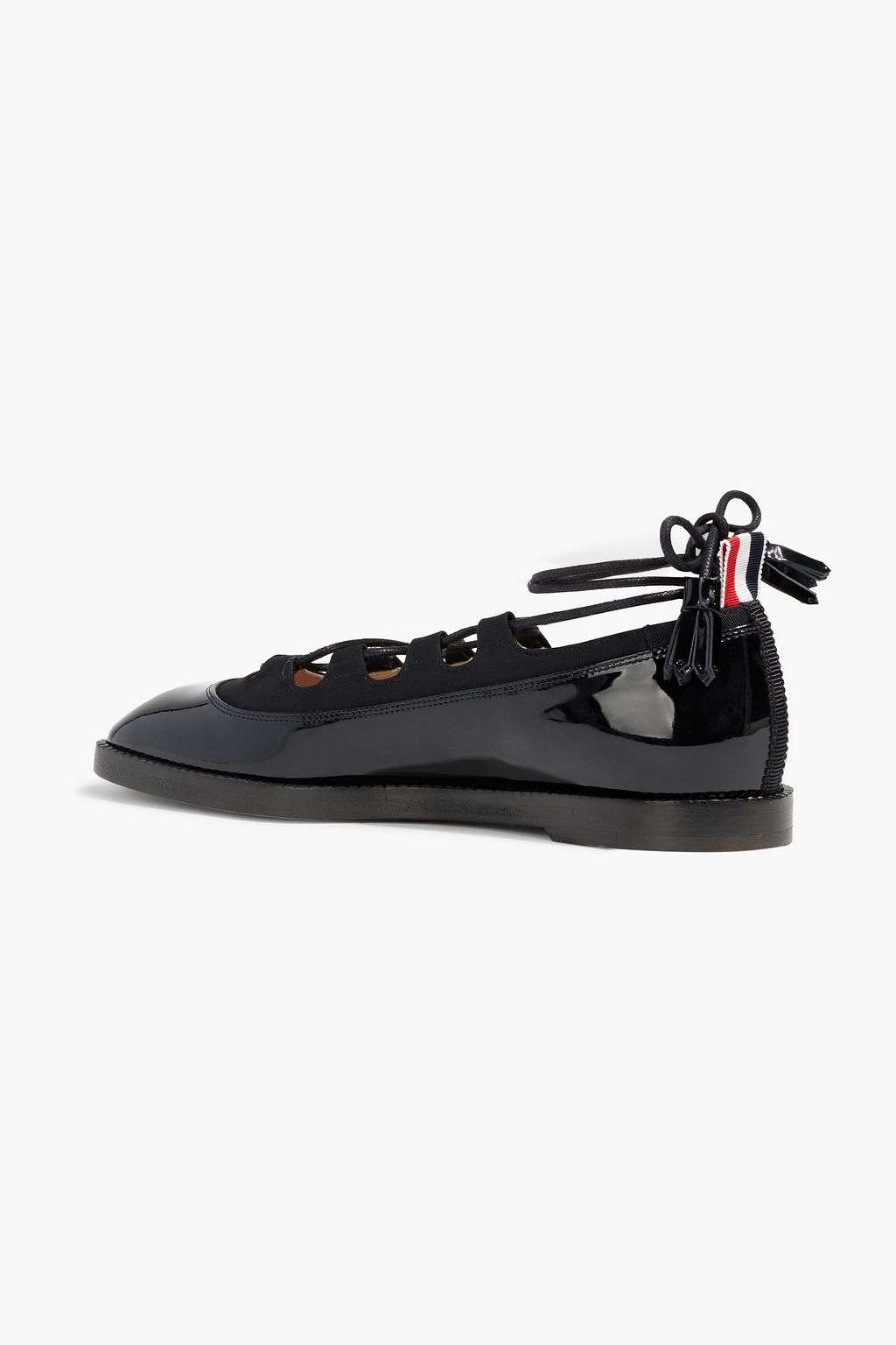 THOM BROWNE Lace-up patent-leather ballet flats