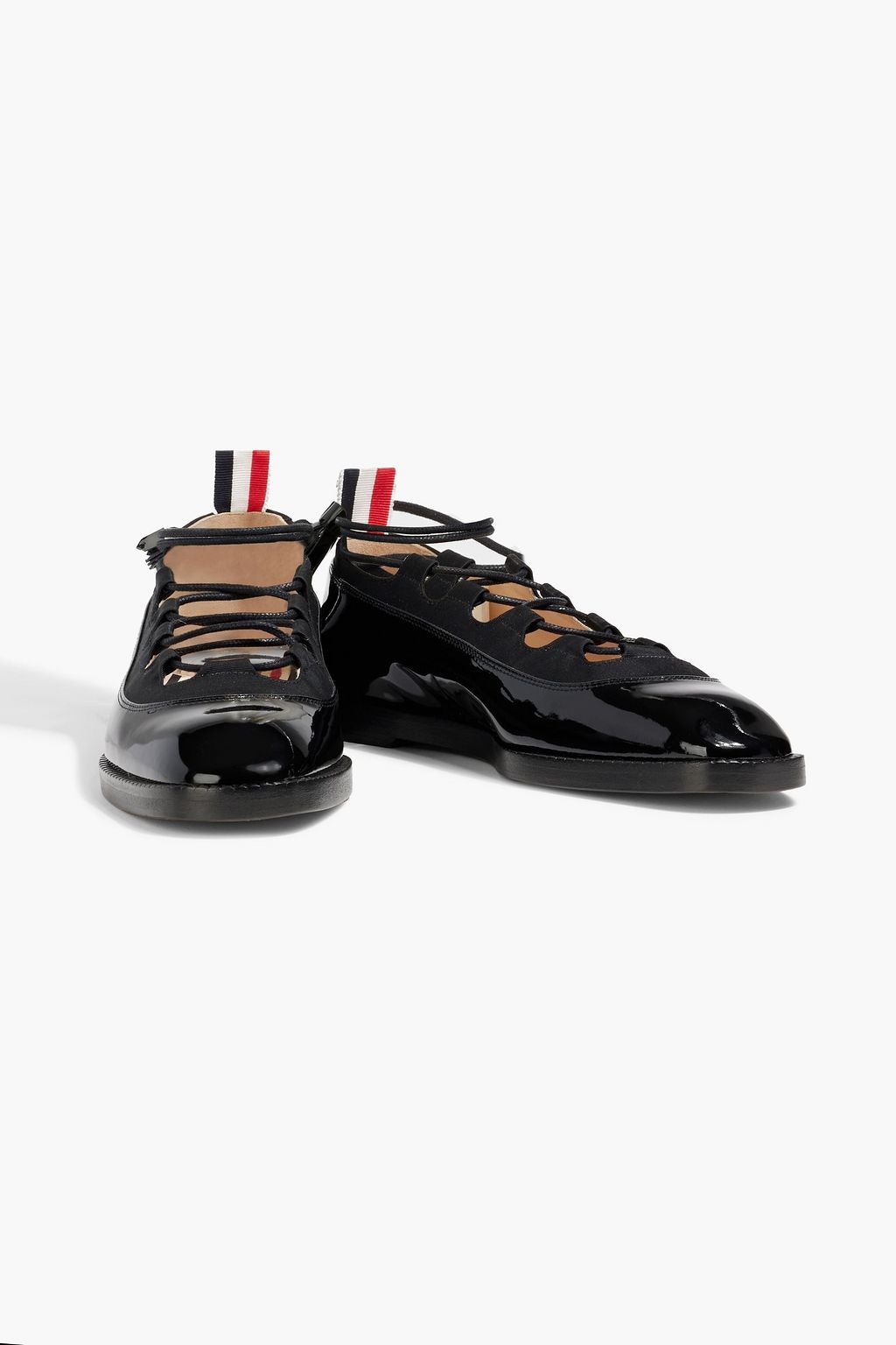 THOM BROWNE Lace-up patent-leather ballet flats
