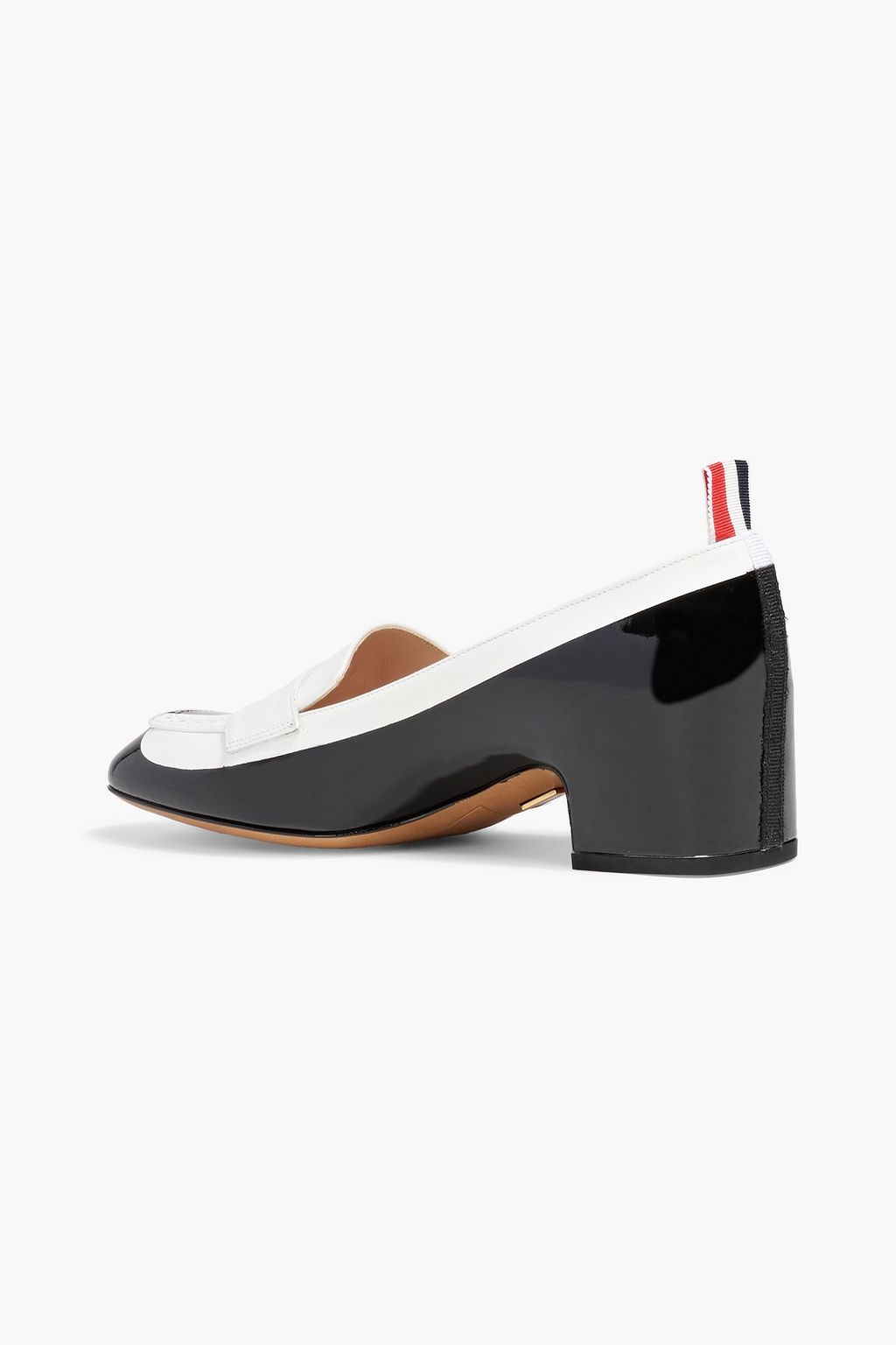 THOM BROWNE Perforated smooth and patent-leather pumps