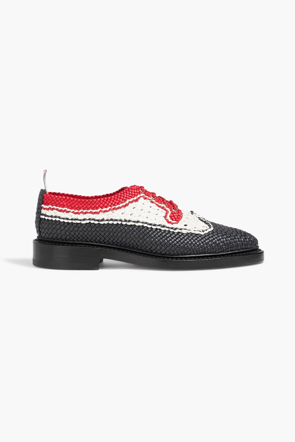 Thom Browne Woven Leather Brogues In Midnight Blue