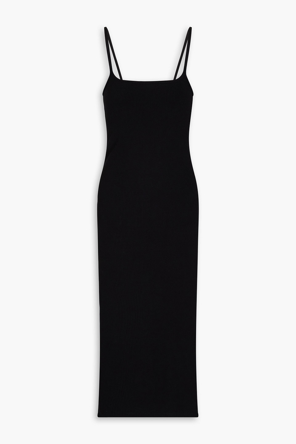 Melissa Odabash Riley Ribbed-jersey Midi Dress In Black