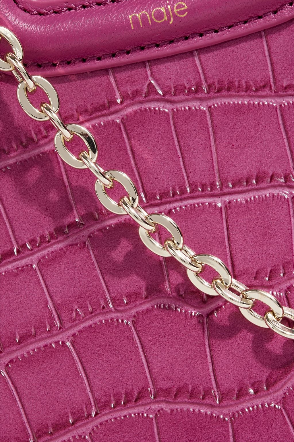 MAJE Fringed croc-effect leather shoulder bag