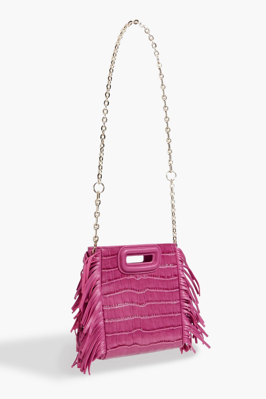 MAJE Fringed croc-effect leather shoulder bag