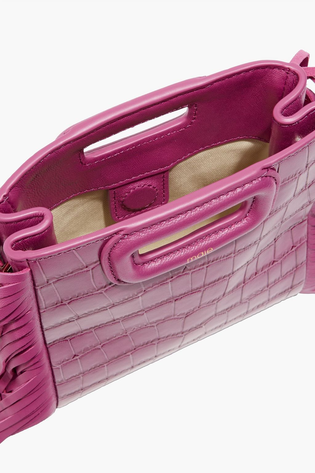 MAJE Fringed croc-effect leather shoulder bag