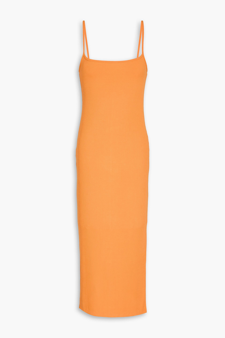 Melissa Odabash Riley Ribbed-jersey Midi Dress In Orange