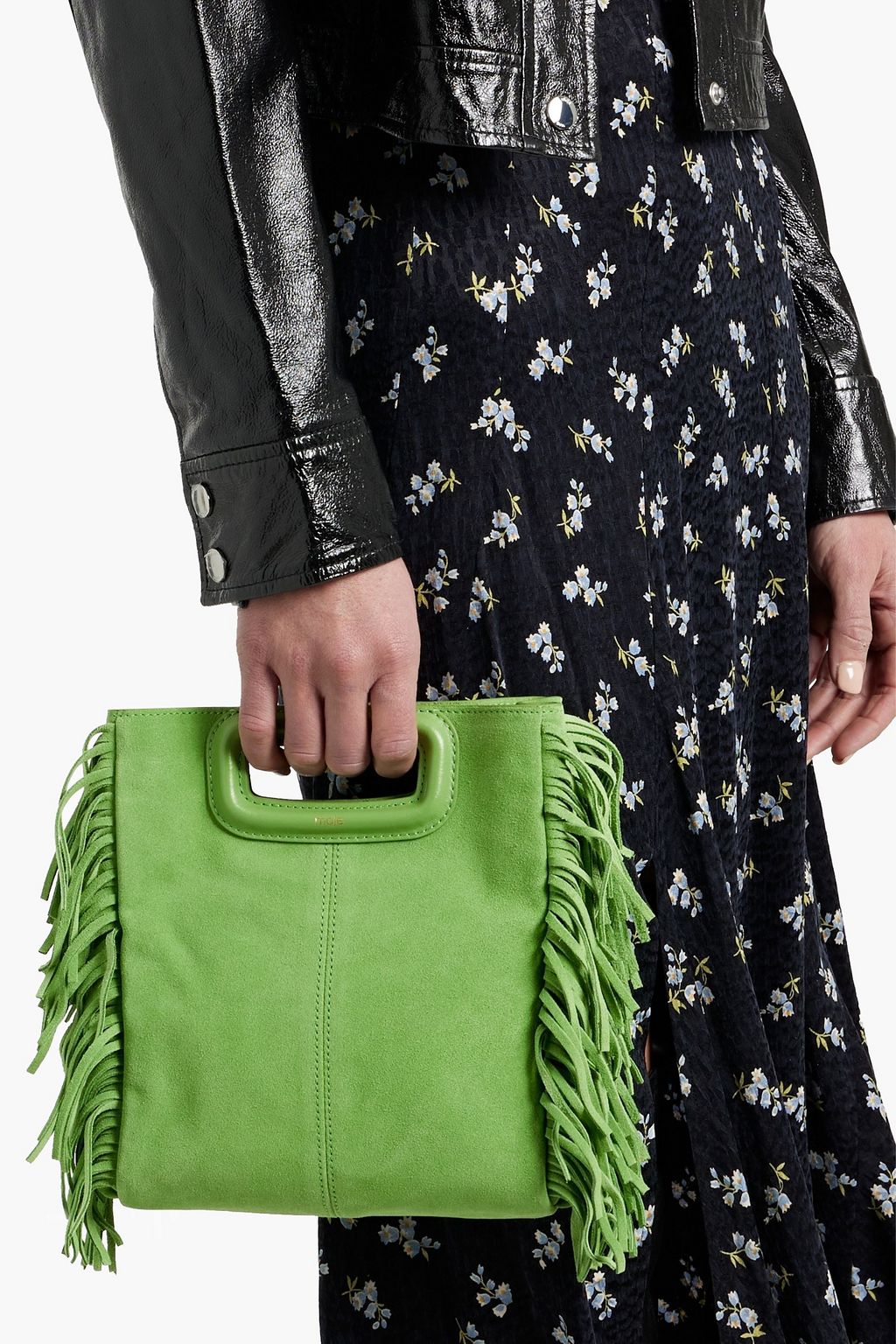 MAJE Fringed suede tote