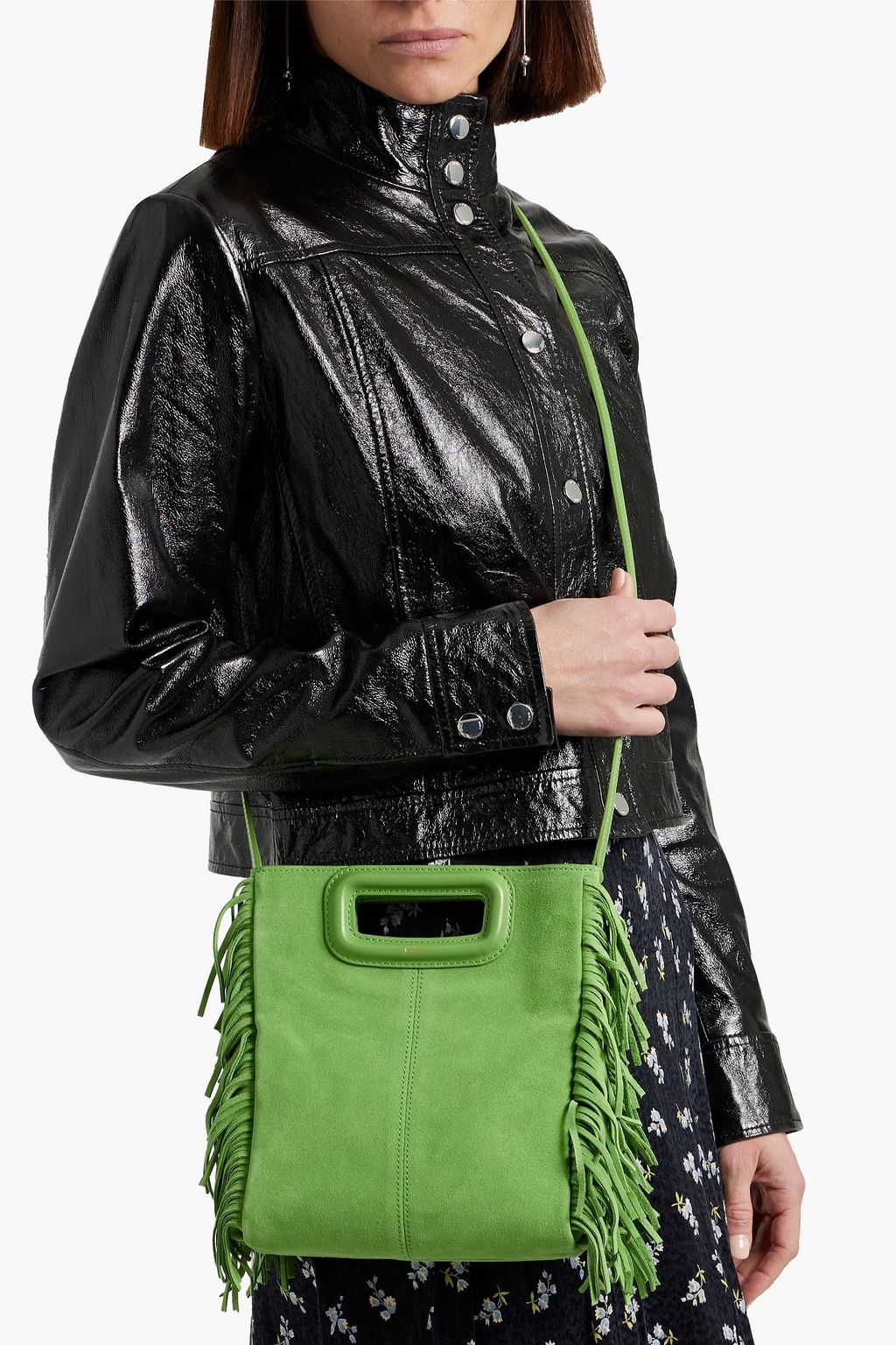 MAJE Fringed suede tote