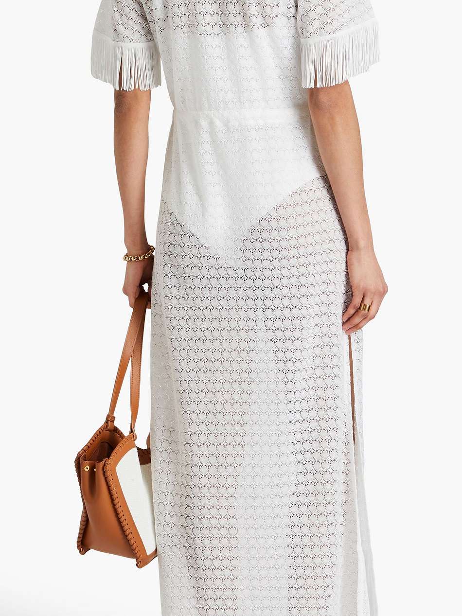 phoebe fringed crocheted maxi dress