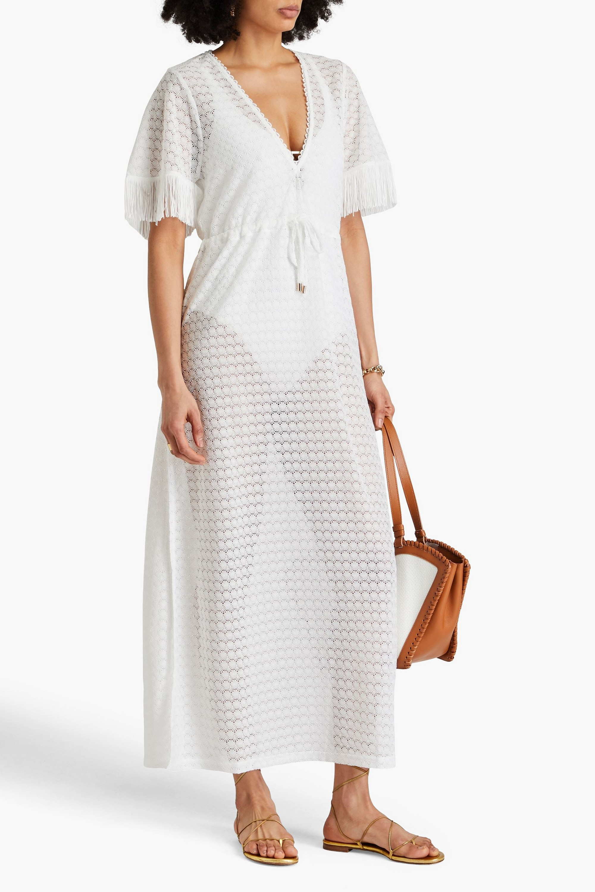 Melissa Odabash Phoebe fringed crocheted maxi dress