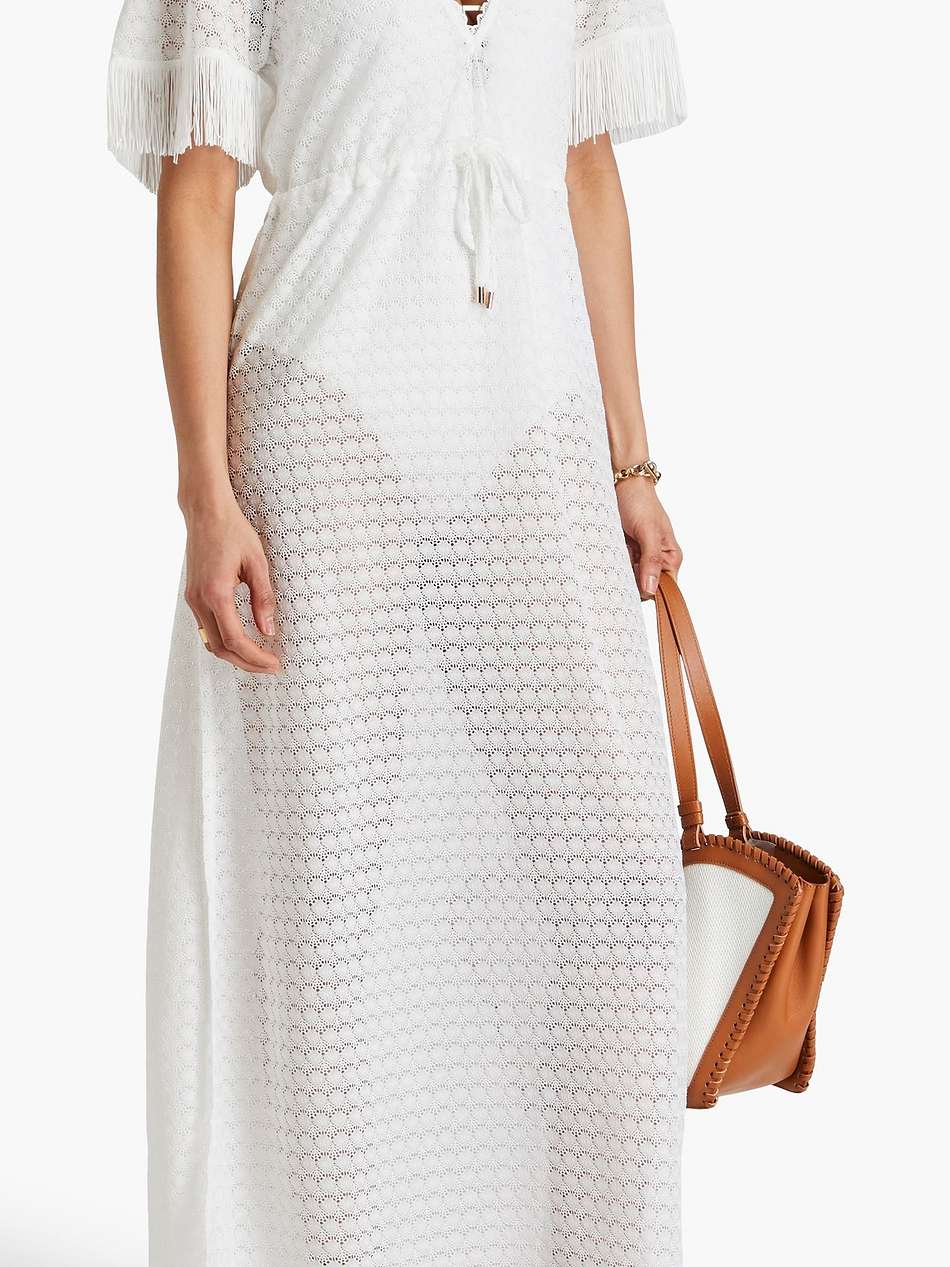 phoebe fringed crocheted maxi dress