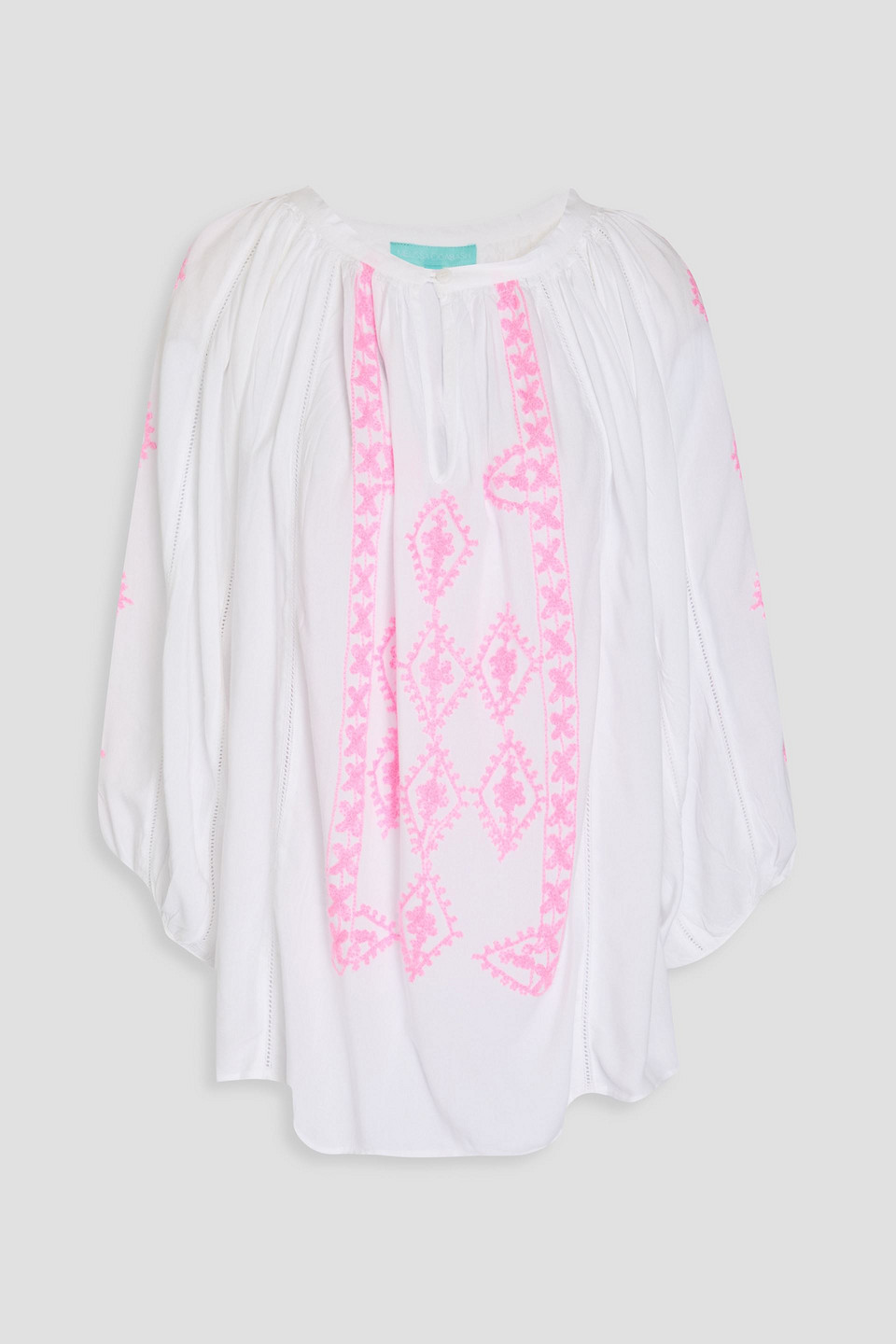 Melissa Odabash Aliya Embroidered Voile Blouse In White