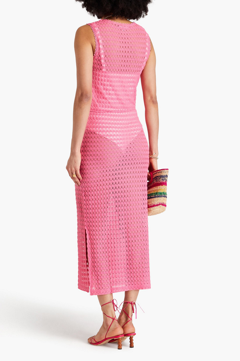 Melissa Odabash Annabel Open-knit Midi Dress In Pink