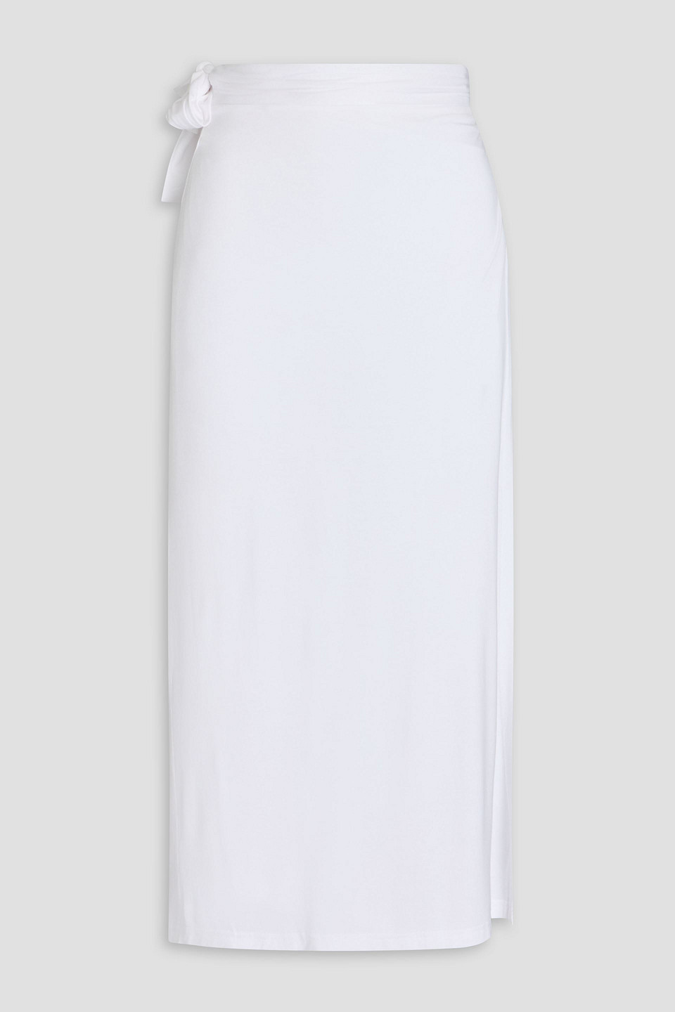 Melissa Odabash Ida Asymmetric Jersey Midi Wrap Skirt In White